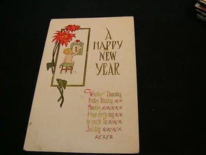 New Years Postcard - Hope Every Day will be Sunday - posted 1915 - Bild 1 von 2