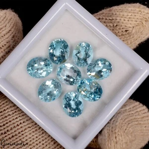 34,50 ct/8 Stck. Natürlicher Himmelblautopas Brasilien Ovalschliff Zertifiziert Lose Edelsteine - Bild 1 von 8