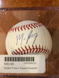 MAIKEL FRANCO KC ROYALS PHILLIES SIGNED RAWLINGS OML BASEBALL HUNT HOLO - Picture 1 of 3