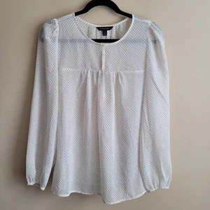 Blusa donna Banana Republic taglia small bianca nera a pois metallizzata trasparente - Foto 1 di 7