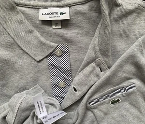 Polo Lacoste 🐊 Classic Fit Mesh Polo Shirt Vintage Collector PoloShirt Gris L 5 - Imagen 1 de 9