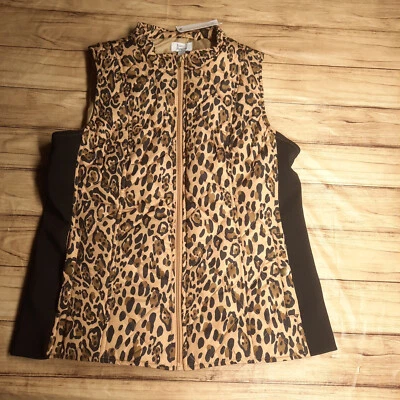 Chaleco Acolchado Kim Rogers - Cremallera Completa - NUEVO CON ETIQUETAS - S - ESTAMPADO ANIMAL TOSTADO Foto 1 de 4