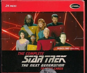JUEGO COMPLETO DE 90 TARJETAS BASE STAR TREK TNG SERIE DOS 1991-1994 Y CAJA DE EXHIBICIÓN - Imagen 1 de 1