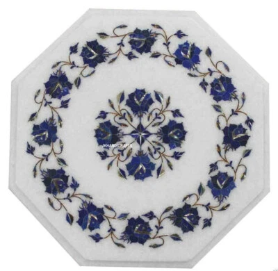 2'x2' Marble coffee Console Table Top Lapis Lazuli Marquetry Inlay Hallway Decor - Image 1 of 4