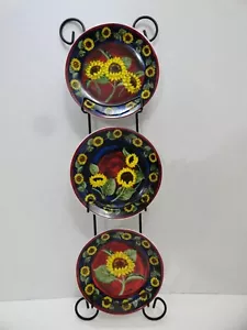 Set Of 3 Sunflower Decorative Mini Plates Wall Hanger - Picture 1 of 5