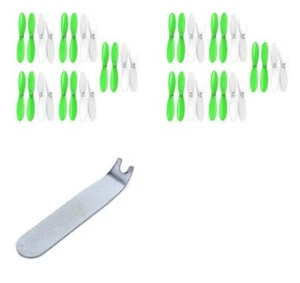 Hubsan X4 H107D 55mm Propellers Green/White 10 Sets of 4 and Wrench Tool - Picture 1 of 4