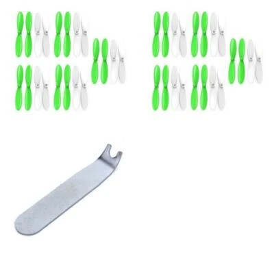 Hubsan X4 H107D 55mm Propellers Green/White 10 Sets of 4 and Wrench Tool - Image 1 of 4