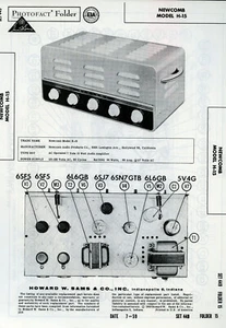 Vintage Sam's Photofact/Schematic Folder Newcomb Model #H-15 SFF35 - Bild 1 von 1