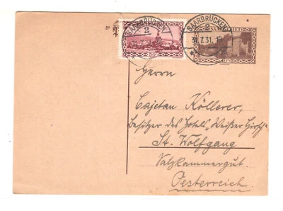 Saar  uprated  postal  card   used - Image 1 of 2