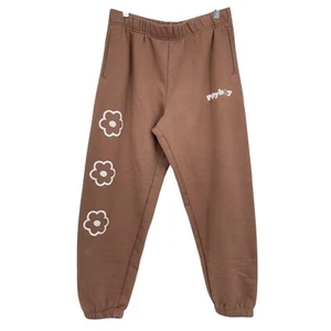 PLAYBOY PACSUN Camp Classic Sweatpants Joggers Brown Flower Womens M - Picture 1 of 9