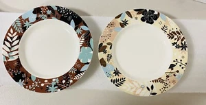Sivheike Porcelain 2 Plates Aqua Brown Floral 8” - Picture 1 of 7