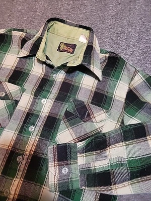 Camisa Acrílica Verdadera Vintage Años 70/80 Hi Gear Para Hombre Talla MED Franela a Cuadros Abotonada  Foto 1 de 4