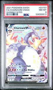 CHARIZARD VMAX SV107/SV122 PSA 8 SHINING FATES FULL ART POKEMON CARD ENGLISH - Picture 1 of 2