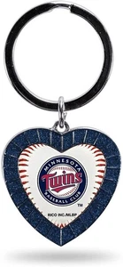 Minnesota Twins Keychain Rhinestone Heart Decal Emblem Team Color Baseball - Picture 1 of 1