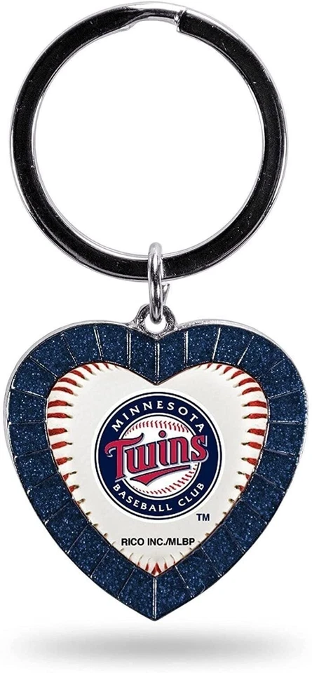 Minnesota Twins Keychain Rhinestone Heart Decal Emblem Team Color Baseball - Image 1 of 1