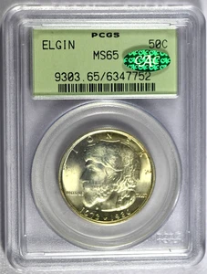1936 PCGS MS65 Elgin Classic Silver Commem Half-CAC Label-Old Green Holder (OGH) - Picture 1 of 2
