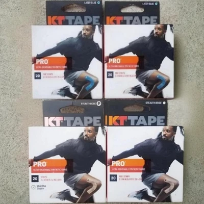 KT Tape Pro Strips  x 4 Boxes Kinesiology Tape Athletic Sport Tape Blue Beige - Image 1 of 4