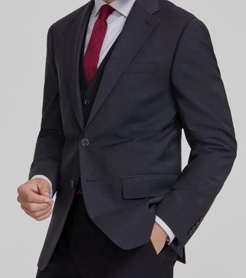 Calvin Klein Hombres Gris Lana Sólida Elastizada Chaqueta Pantalones 2 Piezas Traje Talla 40S 33W 30L Foto 1 de 2