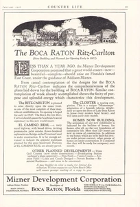 1926 BOCA RATON RITZ CARLTON FLORIDA LG 14x9.5 LAND & REAL ESTATE AD MIZNER P49 - Picture 1 of 2