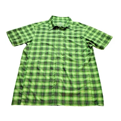 ZOIC Cycling Shirt Mens Medium Green Plaid S/S Snap Pockets Hiking Bike Vented - Image 1 of 4