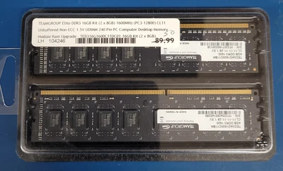 TEAMGROUP Elite DDR3L 16GB Kit (2 x 8GB) PC3-12800 1600MHz Unbuffered UDIMM - Image 1 of 2