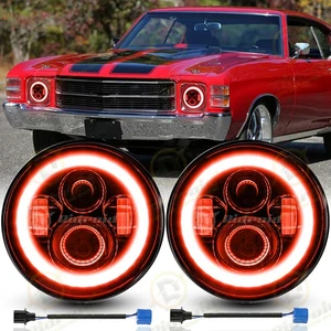 Par de faros redondos LED de 7 pulgadas Halo DRL para Chevy Camaro Chevelle SS 1971-1973 - Imagen 1 de 23