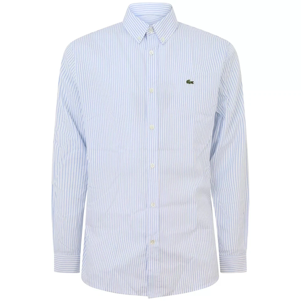 LACOSTE - Camicia bianca e celeste con mini logo per uomo - Immagine 1 di 1