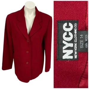 Blazer NYCC Mujer Talla 14 Rojo Chaqueta Oficina Corpcore Carrera Sala de Juntas Ropa de Trabajo - Imagen 1 de 15