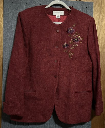 VALENTINO Giacca blazer Jones New York in lana fiore ricamato taglia 16