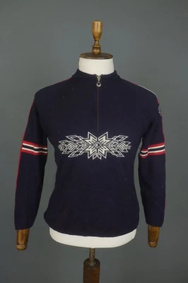 DALE OF NORWAY Navy Fair Isle 100% Wool Knit Long Sleeve 1/4 Zip Sweater Size XL - Image 1 of 4