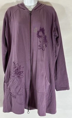 Rosa Cinta Spa Talla L Larga Sudadera con Capucha Chaqueta Bata Cremallera Completa Bolsillo Canguro Foto 1 de 4