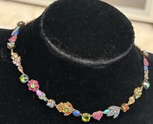 SORELLI VINTAGE EXQUSITE MULTI COLOR RHINESTONE NECKLACE - Picture 1 of 7
