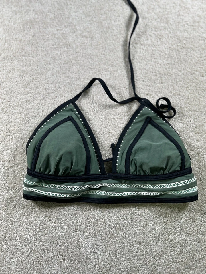 Top de natación bikini halter verde negro Xhilaration para mujer grande de nailon spandex Foto 1 de 4