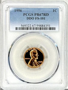 1956 PROOF DDO FS-101, LINCOLN CENT PCGS PR67RD, TOP POP 1 OF 7, FANTASTIC RED - Picture 1 of 4