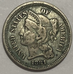 1881 - US Three Cent Nickel 3c - Exact Coin Imaged #3C73 - Picture 1 of 2
