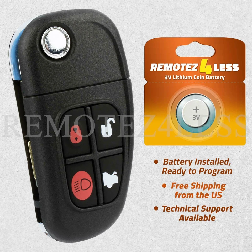 For 2003 2004 2005 2006 2007 2008 Jaguar S-Type X-Type XJ8 Remote Flip Key Fob - Image 1 of 1
