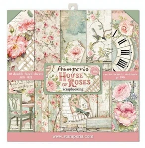 House Of Roses - Almohadilla de papel Stamperia 8" x 8" paquete de 10 medios mixtos - Imagen 1 de 2
