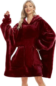 Oversized Wearable Blanket Sherpa Cozy Soft Warm Hoodie Blanket, Big Hooded Swea - Picture 1 of 9