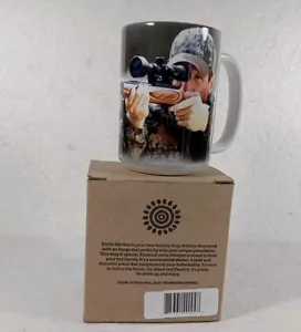The Mountain 15oz Ceramic Mug Man With Rifle Hunting Artfully Decorated - Picture 1 of 7
