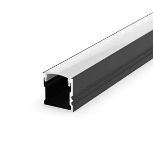 2m Aufputz EH2 LED Profil Strangpresskanal schwarz lackiert, Diffusorleiste - Bild 1 von 8