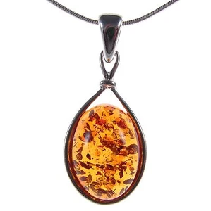 Ciondolo pendente donna in ambra naturale baltica e argento 925 (senza catena) - Picture 1 of 1