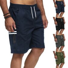 Navy Blue Mens Shorts with Elastic Waist and Drawstring for Sports and Hiking