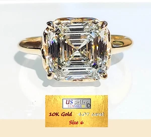 Vintage ring ,4 carat certified diamond ,10k gold , Asscher cut diamond , Size 6 - Picture 1 of 18