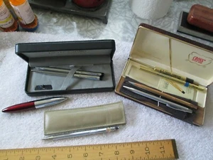 Cross - Quill - Pierre Cardin - 6 Ballpoint Pens & Pencils - Boxes - VGC - Picture 1 of 8