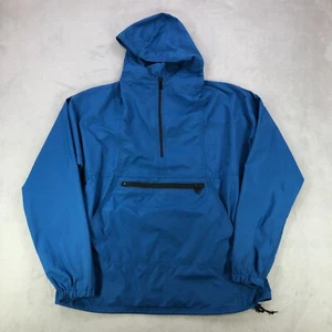 VTG LL Bean Jacket Mens Large Blue 1/4 Zip Anorak Hooded Windbreaker Made USA - Picture 1 of 13