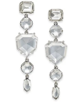$78 Kate Spade "Rock It" Cubic Zirconia Linear Drop Earrings, Silver tone630 - Image 1 of 4