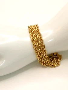 Goldfarbenes dreistrangiges Kettenarmband 7 Zoll ~ Markenlos - Bild 1 von 15