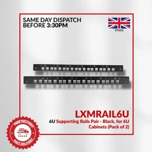 Paire de rails de support 6U - Noir, pour armoires 6U (lot de 2) - Photo 1/1