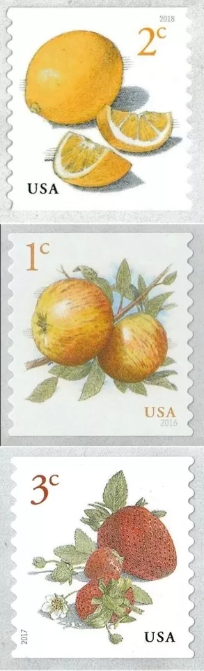 US #5037/5201/5256 MNH 2016-2018 Apple Lemon Strawberry Fruits Definitives Coils - Image 1 of 1