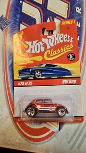 2004 Hot Wheels Classics Series 1 VW Bug Volkswagen Beetle Red 25/25 w/5sp NIP - Picture 1 of 3